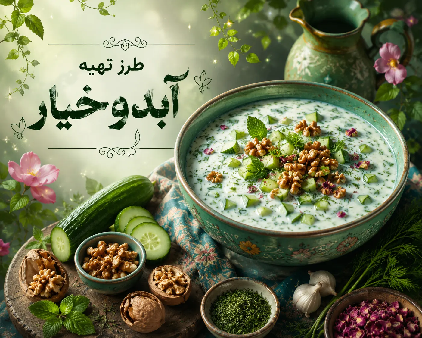 طرز تهیه آبدوخیار اصیل ایرانی با ماست و خیار، غذای خنک و سبک مخصوص تابستان