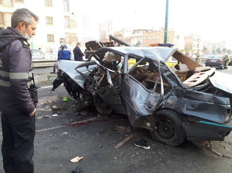 تصادف خونین دو خودرو در بزرگراه یادگار امام/ عکس