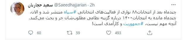کنایه صریح سعید حجاریان به جدال بر سر کاندیداهای نظامی انتخابات 1400|خبر فوری کنایه صریح سعید حجاریان به جدال بر سر کاندیداهای نظامی انتخابات 1400|خبر فوری