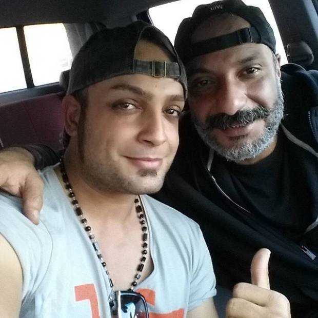 محمد مهدی معارفی، خواننده مشهور به متین دو حنجره در کنار هنرپیشه مشهور