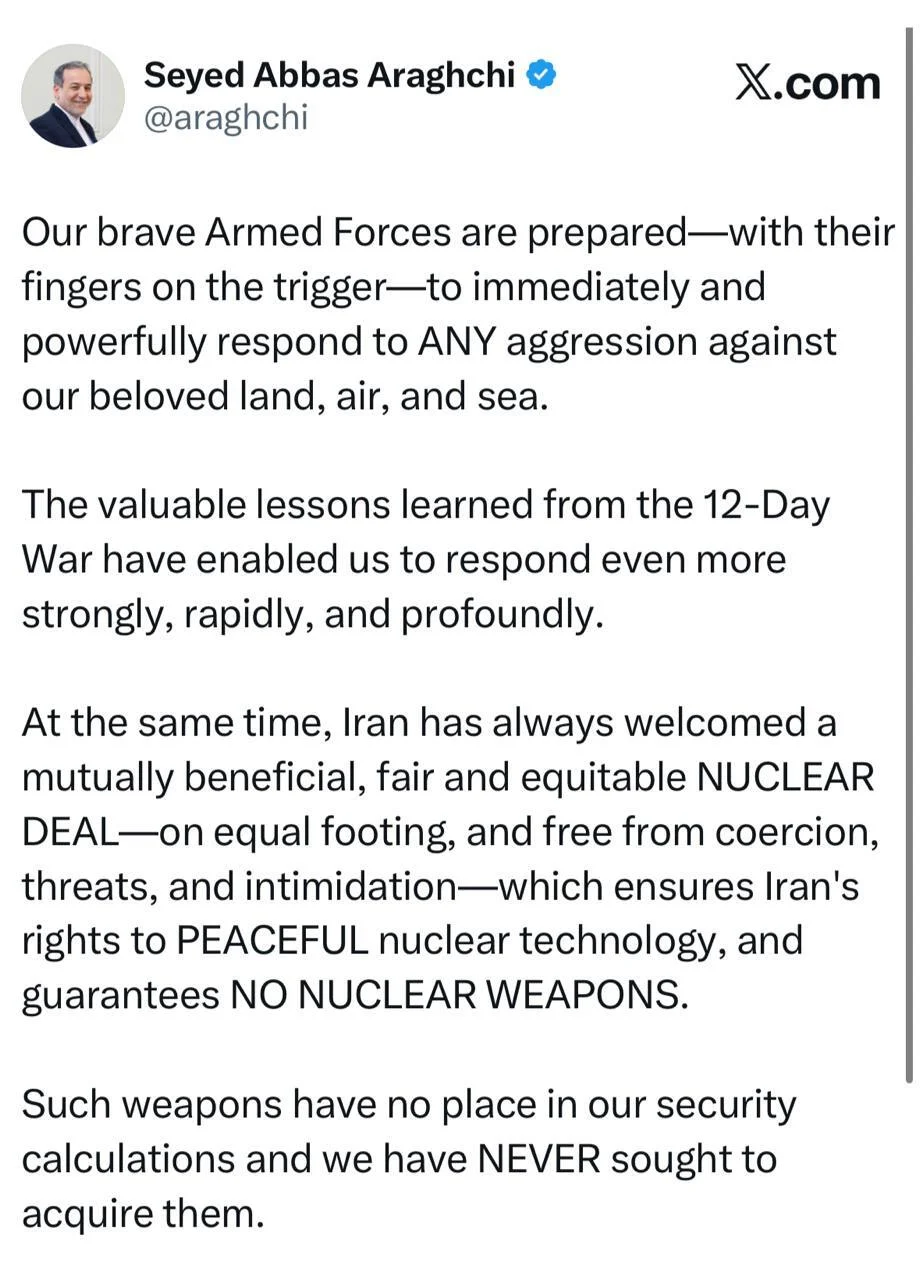 واکنش عراقچی به تهدید ترامپ: نیروهای مسلح ما آماده پاسخ سریع و قاطع هستند