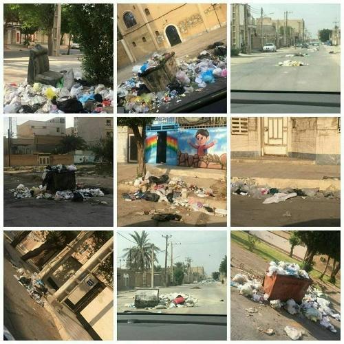 انباشته شدن زبالهها در خیابانهای اهواز