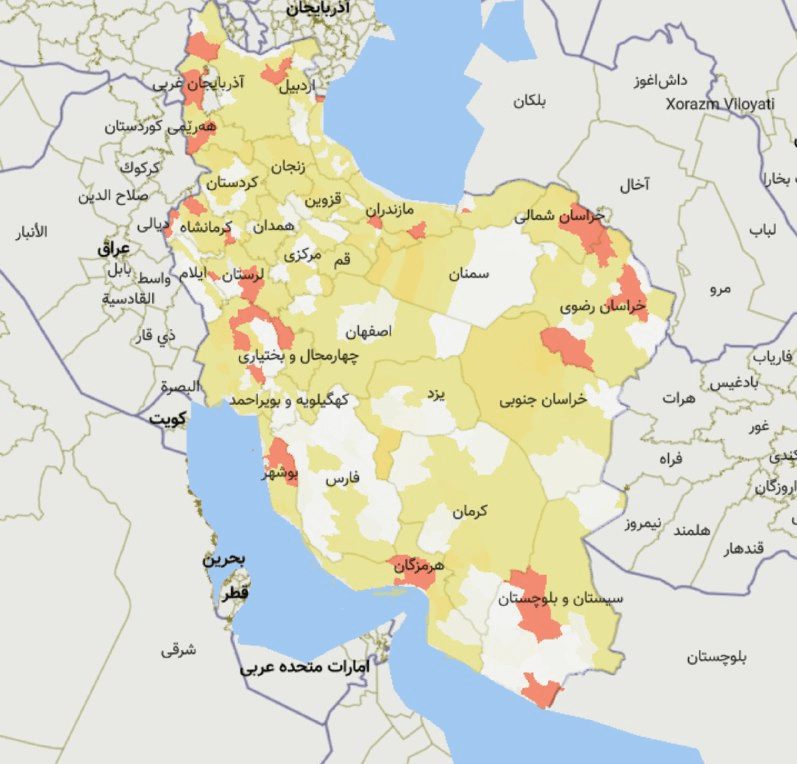 شهرهایی که وضعیت «قرمز» شیوع کرونا دارند/ عکس
